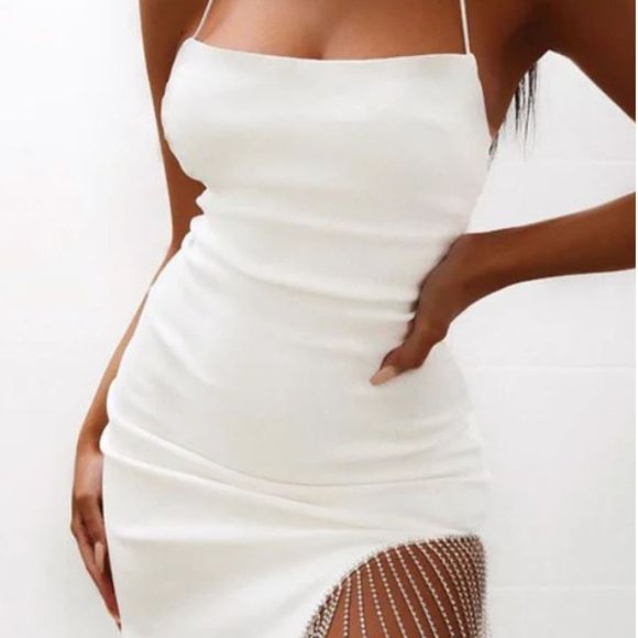 Borrowed Hearts White Sequin Mini Dress (Bachelorette / Bride) NWOT - Picture 2 of 8